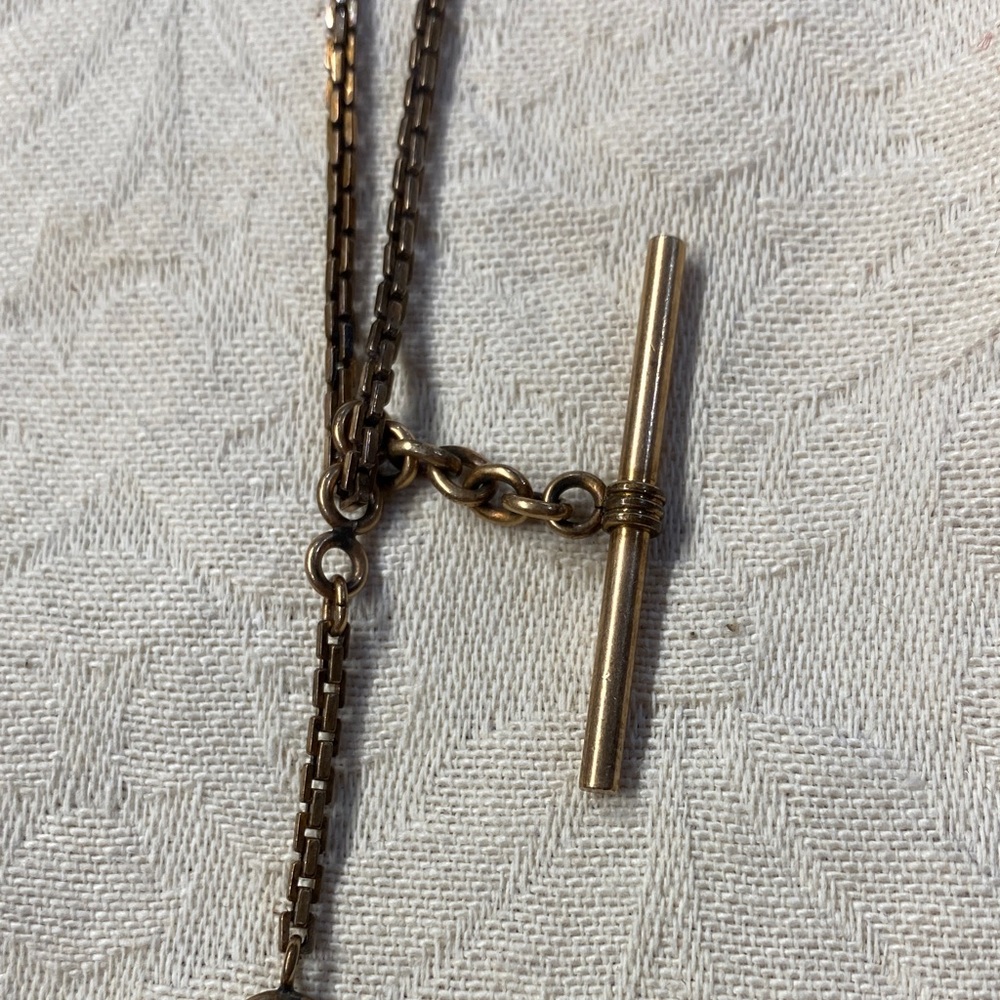 Antique Pocket Watch Chain with Tie Bar and Fob - Picture 3 of 6
